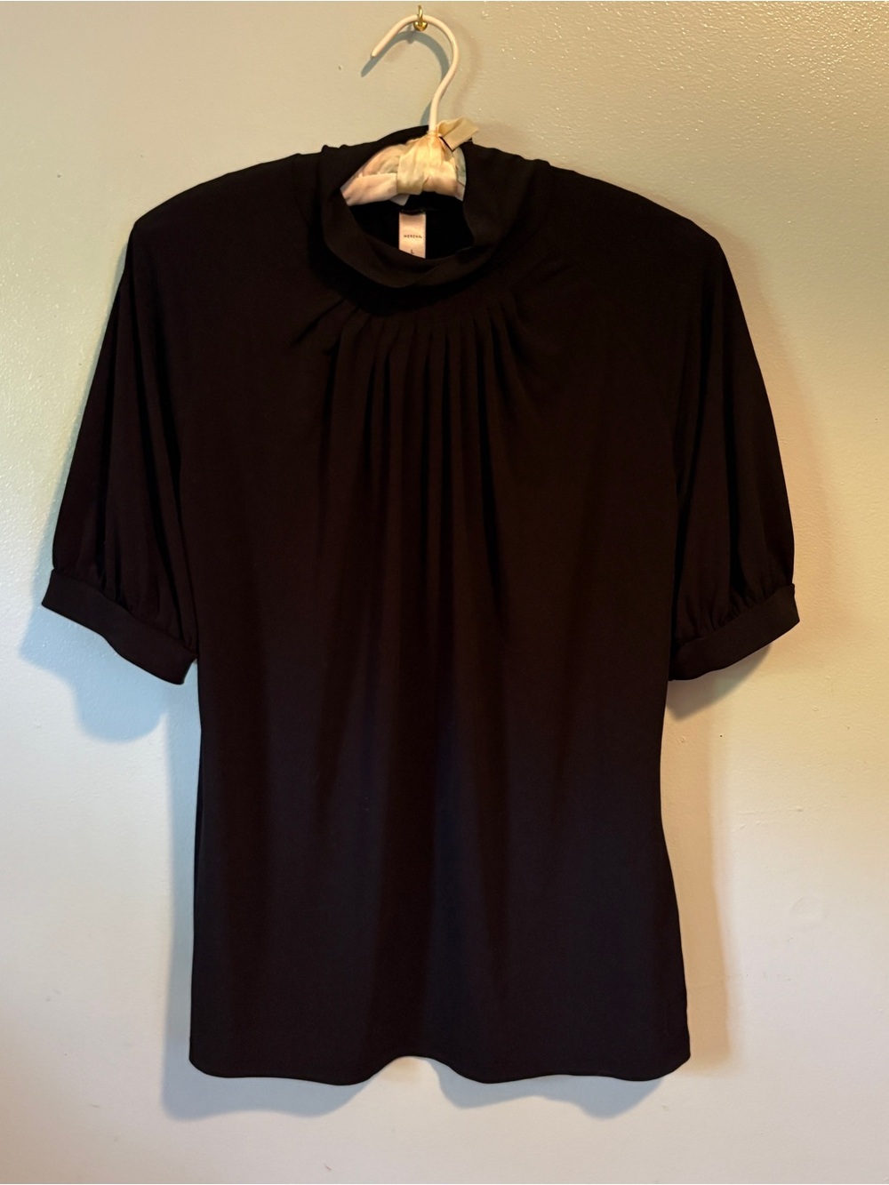 Merona Black Short-Sleeve Mock Neck Blouse